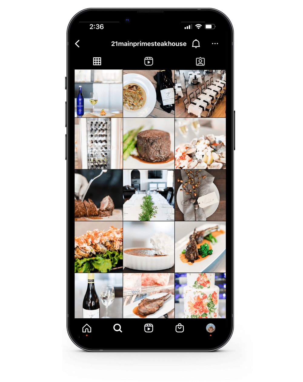 Example of a restaurant Instagram grid
